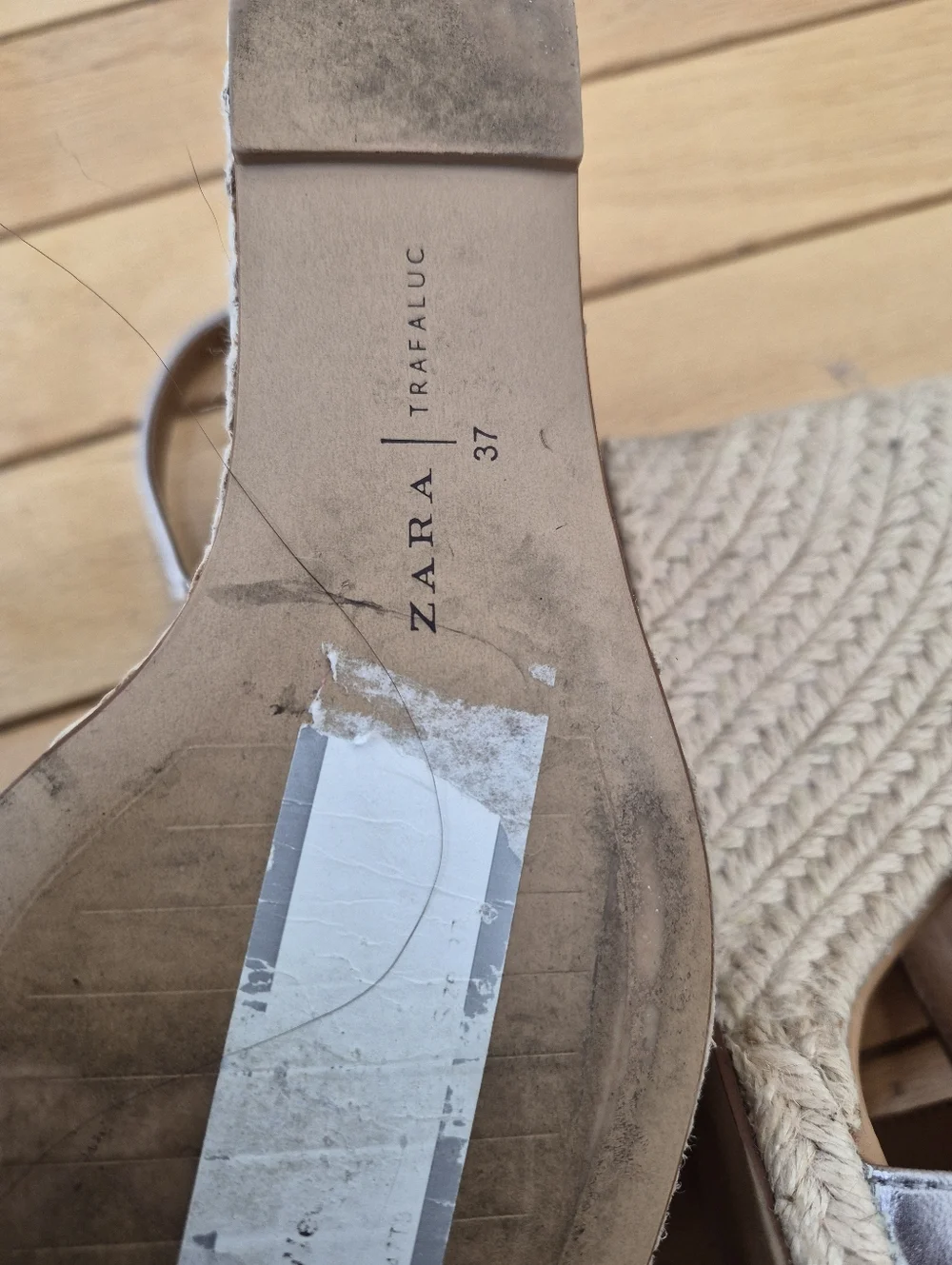 Zara TRF Metallic Silver Espadrille Wedge 37 Sandals Slingback Platform Mrtallic - Picture 15 of 15